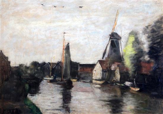 Dutch School Dutch canal scene, 18.5 x 26.5in.